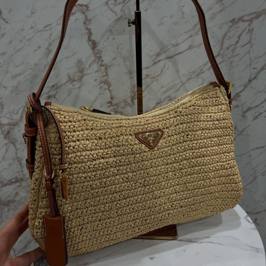 PRD Large Handbag In Crochet Knit And Leather