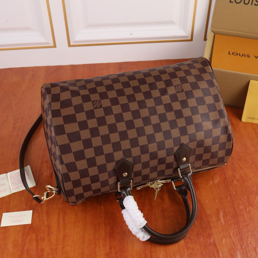 Lv Speedy Bandoulière Damier Ébène