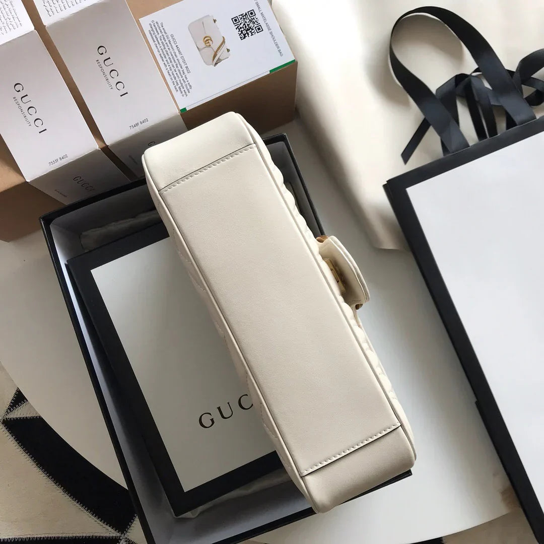 GC Marmont Small Matelassé Bag White