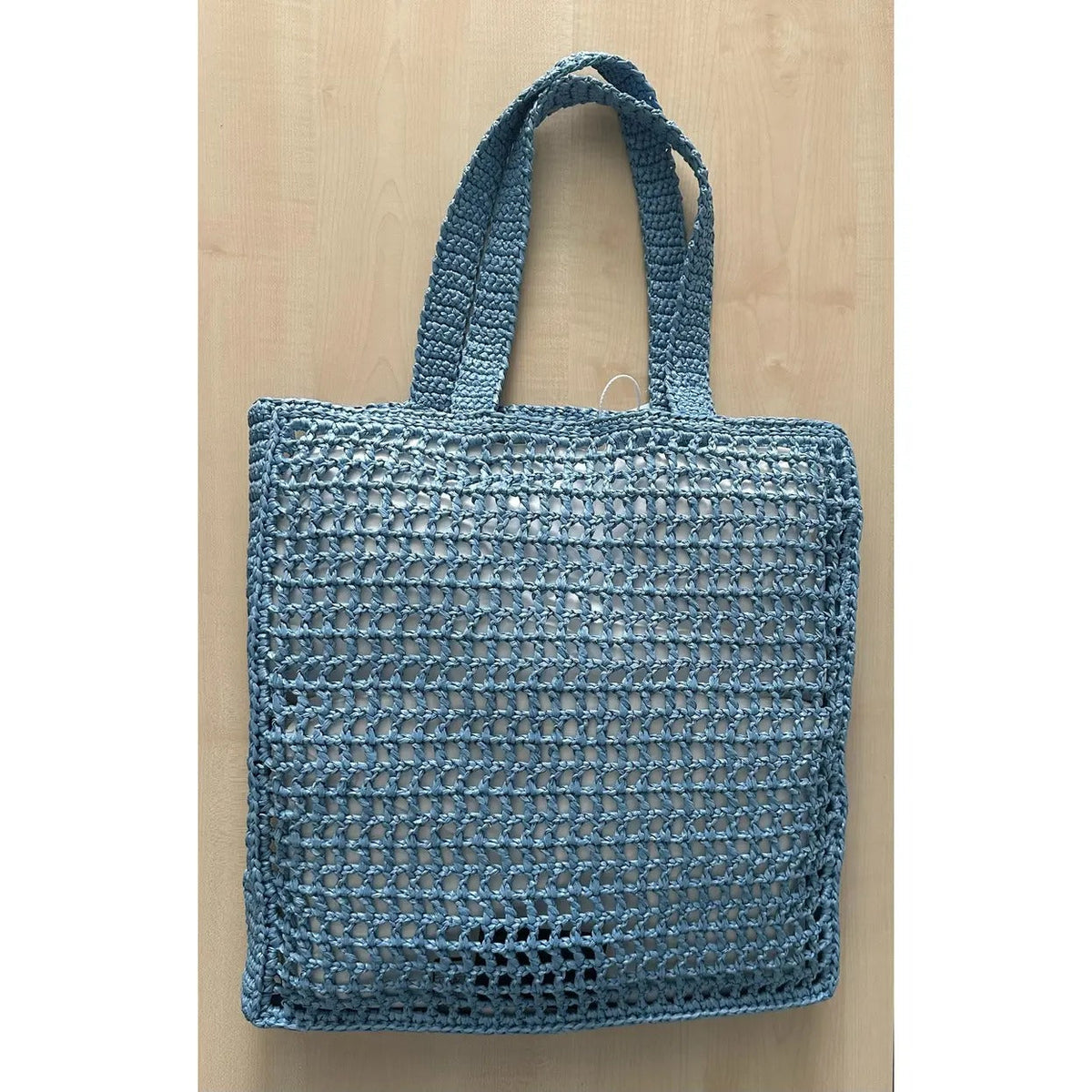 PRD Raffia Bag With Woven Logo In Blue