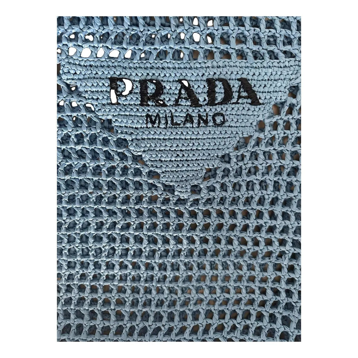 PRD Raffia Bag With Woven Logo In Blue